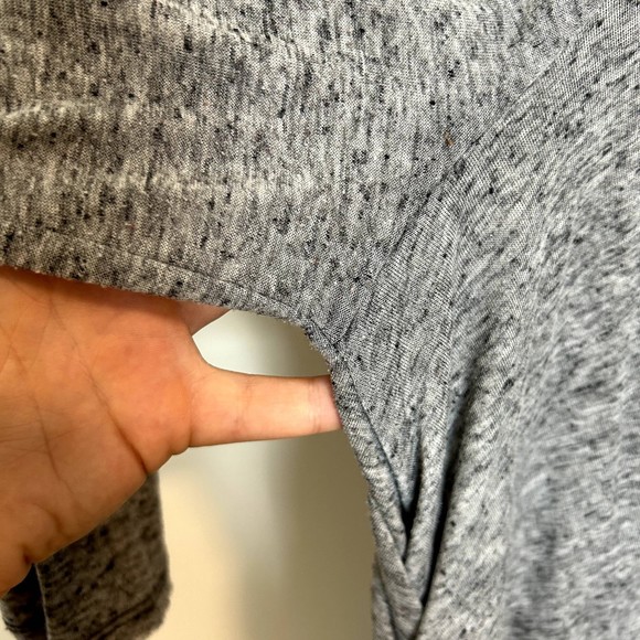 We The Free Womens Top Size Large Heathered Gray Linen Blouse 3/4 Sleeve - Picture 9 of 16